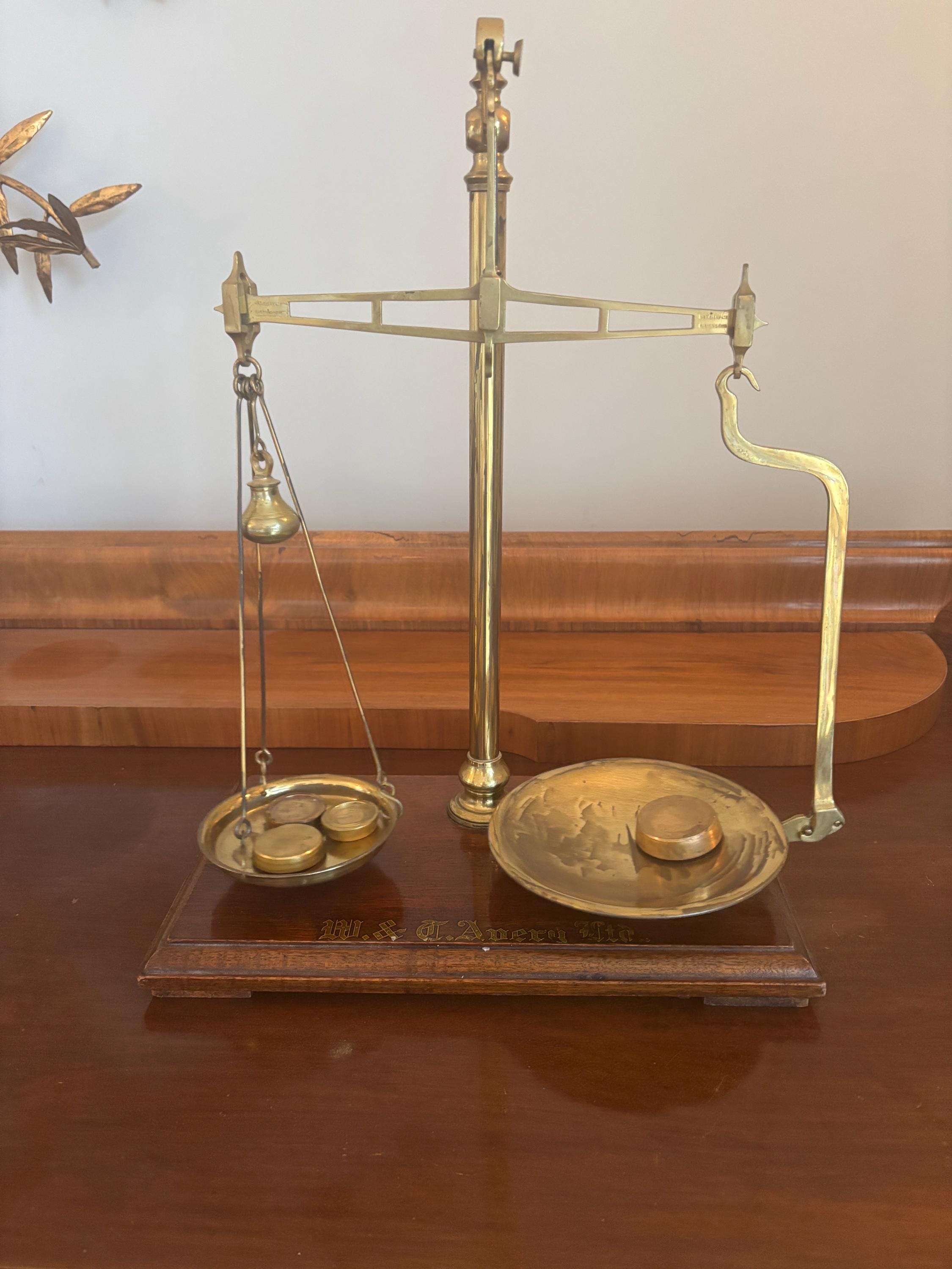 Victorian Brass Beam Scales by W T Avery Rectangular Mahogany Base W ...