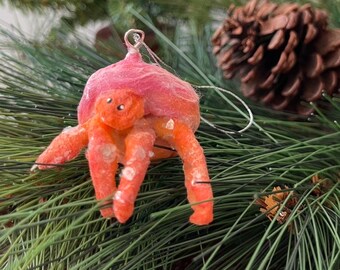 Spun Cotton Pink Hermit Crab Ornament!