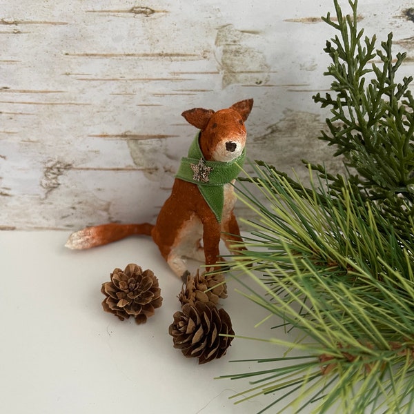 Spun Cotton Fox Ornament Vintage Style