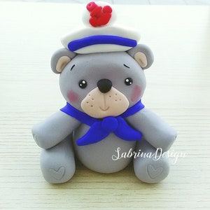 Cake topper orsetto marinaio, Cake topper marinaio, cake topper orsetto, torta battesimo, cake topper battesimo, compleanno marinaio