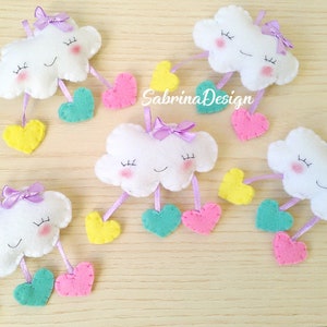 Cloud felt favors, rainy Cloud, baptism favors, baby shower cloud, baby shower favors, birthday favors, felt favors, first birthday