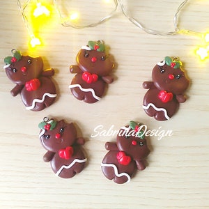 Gingerbread man polymer clay charm Christmas tree ornament special miniature gift