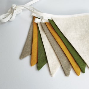 Linen Bunting Flag Banner Pennants - fabric flag banner - double sided flags - birthday banner - flag banner - kids room