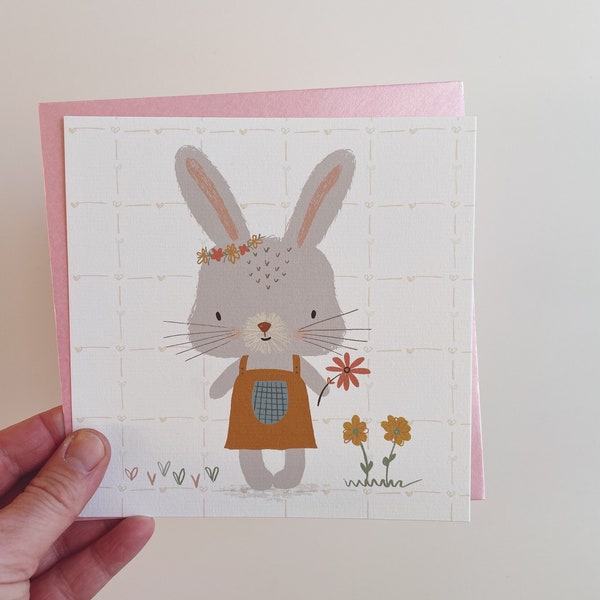 Ajouter sur l’article Carte Bunny Girl , Carte postale Bunny - Lapin - carte postale imprimée - carte de vœux lapin dessinée à la main