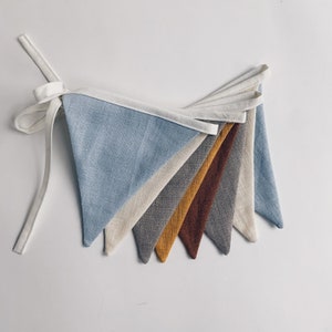 Linen Bunting Flag Banner Pennants - fabric flag banner - double sided flags - birthday banner - flag banner - kids room