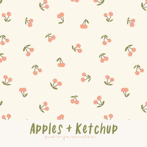 Blush pink cherries fruit print - seamless pattern digital file - repeating file for fabric printing - non-exclusive - kids pattern