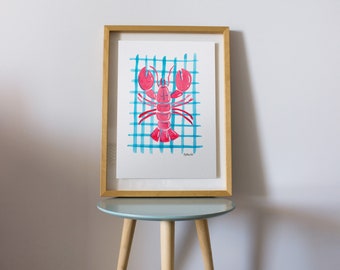 Lobster wall art digital download - Lobster Poster - Lobster Modern art - Lobster Print - Sea Creature - Crustacean Core Painting