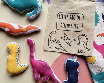 Little Bag of Colourful Dinosaurs, Child's Birthday Gift