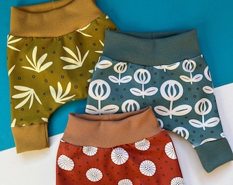 Preemie Baby Trousers, Tiny Baby Harem Pants, New Baby Gift, Organic Baby Clothes