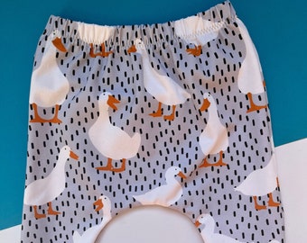 Baby Leggings, Children's Harem Pants, Puddle Duck Print, New Baby Gift, Organic Baby Clothes