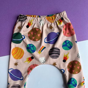 Baby Leggings, Children's Harem Pants, Planet Space Print, New Baby Gift, Baby Clothes