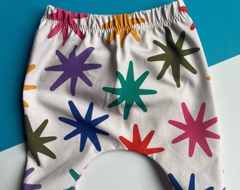 Baby Leggings, Children's Harem Pants, Multicloured Star Print, New Baby Gift