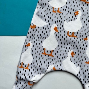 Baby Romper in Puddle Duck Print, Children's Dungarees, Newborn Baby Gift image 5