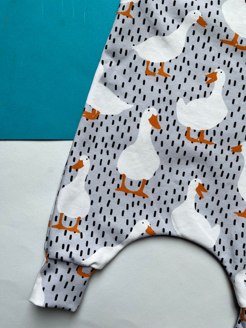 Baby Romper in Puddle Duck Print, Children's Dungarees, Newborn Baby Gift image 5