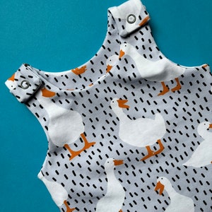 Baby Romper in Puddle Duck Print, Children's Dungarees, Newborn Baby Gift image 8