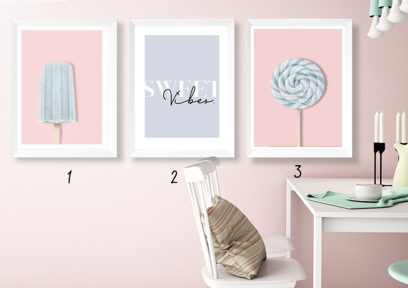 Pink//Mint Baby Room Wall Art Popsicle Lolly - Personalised Nursery Print