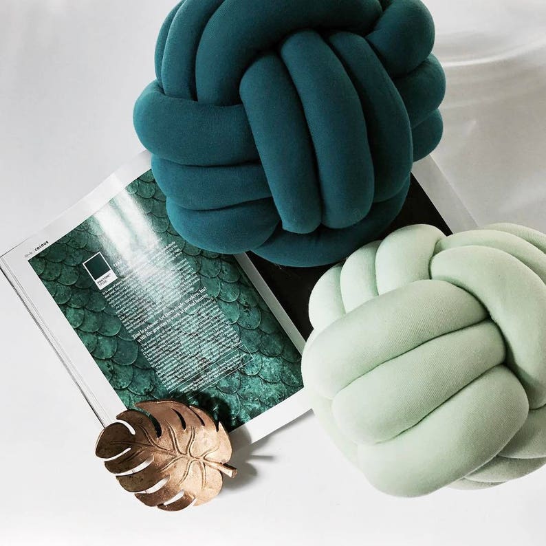 Modern Knot Pillows Knot Cushion Teal decor Mint Etsy