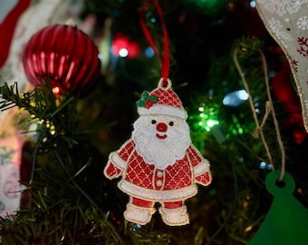 Embroidered Santa Christmas Ornaments