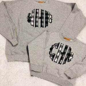 Scallop Buffalo Plaid Monogram Sweatshirt