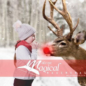 Red nose reindeer digital backdrop, rudolph digital backdrop, reindeer digital background, makememagical, christmas digital backdrop