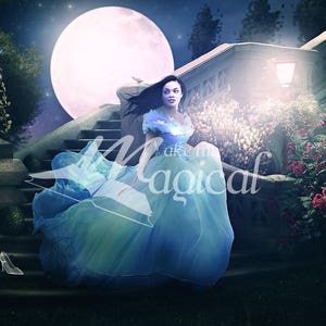 Cinderella backdrop Moon backdrop Digital Backdrop Staircase Backdrop Digital Garden Backdrop Cinderella Background Digital file image 5