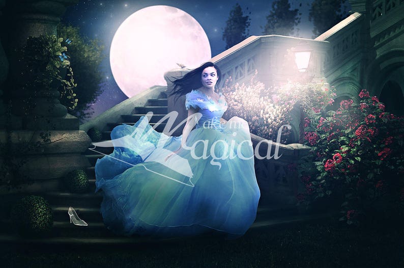 Cinderella backdrop Moon backdrop Digital Backdrop Staircase Backdrop Digital Garden Backdrop Cinderella Background Digital file image 5