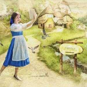 Beauty and the beast backdrop | Belle Background | Belle Reading | Village Backdrop | Belle Backdrop | French Village Backdrop