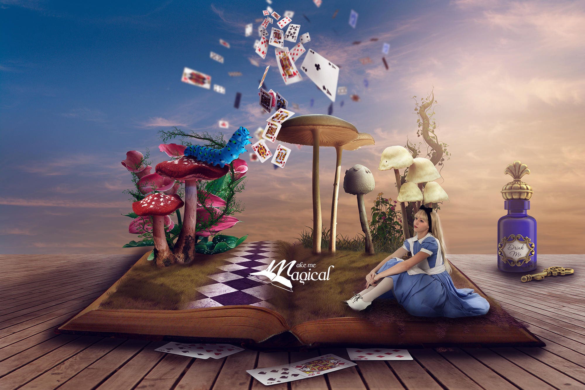 Alice Digital Backdrop - Wonderland Room - Trippy Wonderland Kitchen  Enchanted Room - JPG File - Wonderland Digital Background