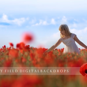 Poppy flower field digital backdrops pack - 24 JPEG x digital backdrops of poppy flowers by makememagical for photoshop composites
