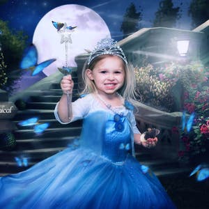 Cinderella backdrop Moon backdrop Digital Backdrop Staircase Backdrop Digital Garden Backdrop Cinderella Background Digital file image 1