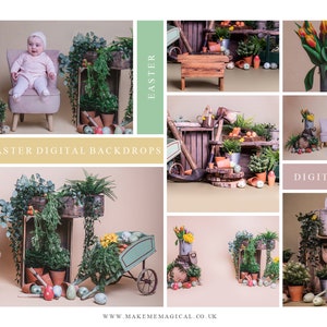 Easter cake smash digital backdrop bundle. 15 x digital backdrops for Easter.  Easter bokeh backdrops for close up portraits. 1st birthday