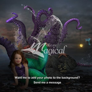 Digital Backdrop | Digital Background | Princess Background | Mermaid Backdrop | Ocean Backdrop | Sea Background | Octopus Backdrop | Night