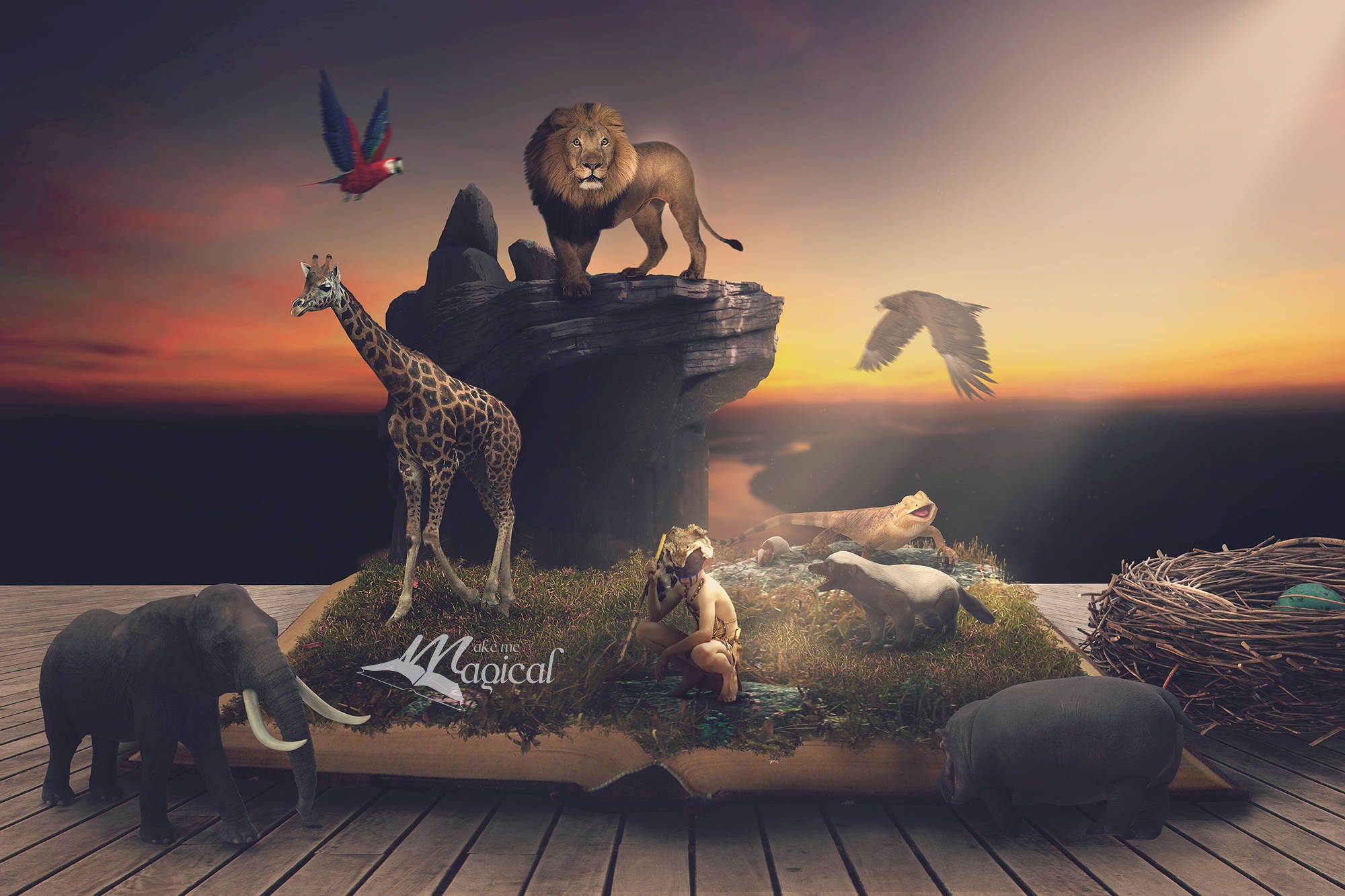 Lion Digital Photo Backdrop Nature Photo Backdrop Safari Backdrop Fine Art Backdrop Animal Background Woodlands Digital Background