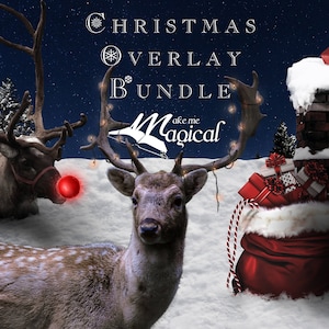 Christmas Digital Overlay Mega Bundle Pack, reindeer overlays, postbox overlays, santa hat overlays, chimney overlays, polar express train