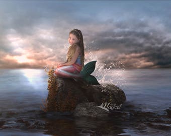 Mermaid digital Backdrop | Mermaid digital Background | Ocean Backdrop | seaside background | photo background | Digital Backdrop