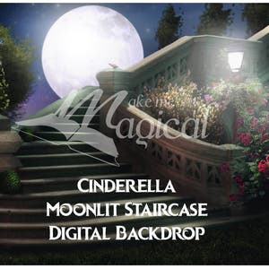 Cinderella backdrop Moon backdrop Digital Backdrop Staircase Backdrop Digital Garden Backdrop Cinderella Background Digital file image 3