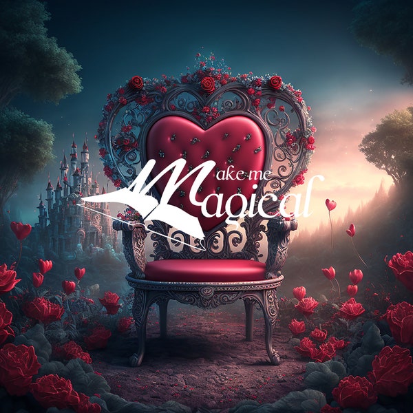 Alice in wonderland Queen of hearts heart shaped chairs Queen Throne Chairs digital backdrops.  14 x JPEG digital backgrounds