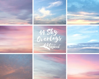 44 x Digital Sky Overlay, Pastell Himmel Overlays, Strand Himmel Hintergründe, digitaler Himmel Kulissen, rosa Himmel Overlay, lila Himmel Overlay, blauer Himmel