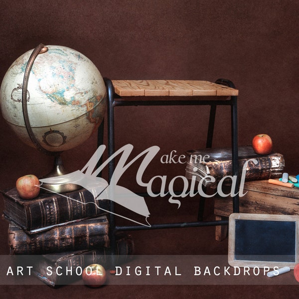 Fine Art Back to School Digital Backdrops, Arrière-plans numériques de l'école, Pack de toile de fond numérique texturé vintage de retour à l'école JPEGs