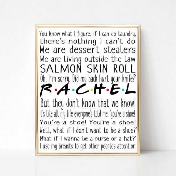 Friends Rachel Rachel quote Rachel Green print | Etsy