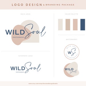 Boho Branding Kit, Modern Abstract Logo Design Custom, Terracotta Minimal Logo, Earth Tones Business Branding, Photography Logo Watermark