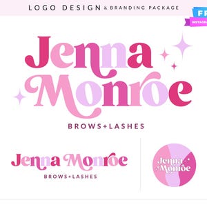 Logotipo retro rosa con aire femenino / Logotipo para marcas de bebés, creadores de productos de autocuidado y profesionales del marketing de Etsy / Identidad moderna y divertida