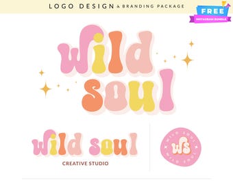 Diseño de logotipo bohemio colorido: Kit de marca retro para tiendas Etsy
