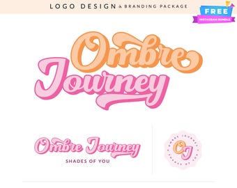 Kit de logotipo bohemio, marca rosa, submarca retro romántica, diseño de marca vintage
