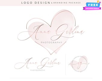 Rose Gold Watercolor Beauty Logo Design: Custom Branding Package