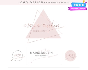 Rose Gold Script Logo Design: Modern Feminine Branding Kit