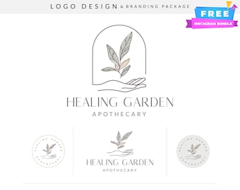 Hand-Drawn Greenery Logo: Natural Branding for Eco Business