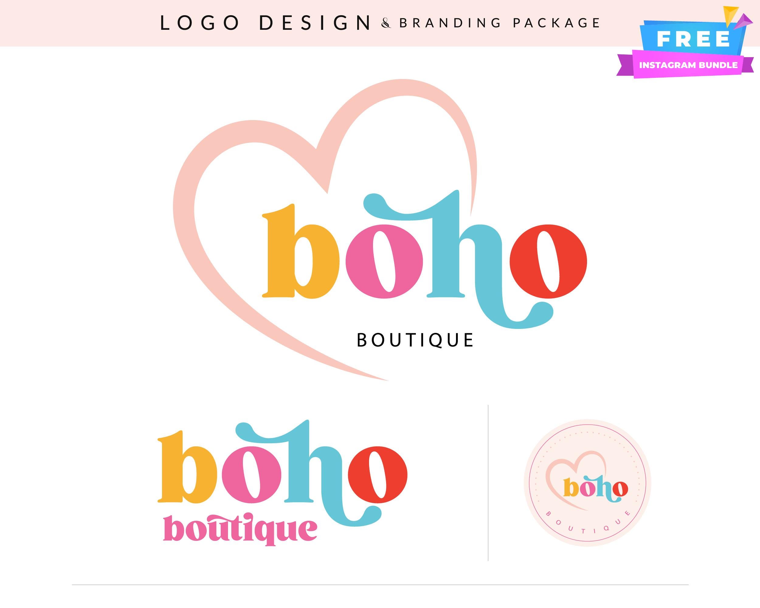 Boho Retro Branding Kit: Feminine Logo Design, Instagram Templates