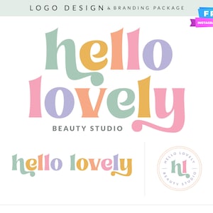 Bright Retro Premade Logo Kit | Colorful Funky Logo Design For Bold Brands | 70s Inspired Branding For Small Business and Etsy Creatives