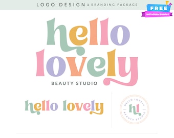 Kit de logotipos retro: branding estilo años 70 para tiendas Etsy